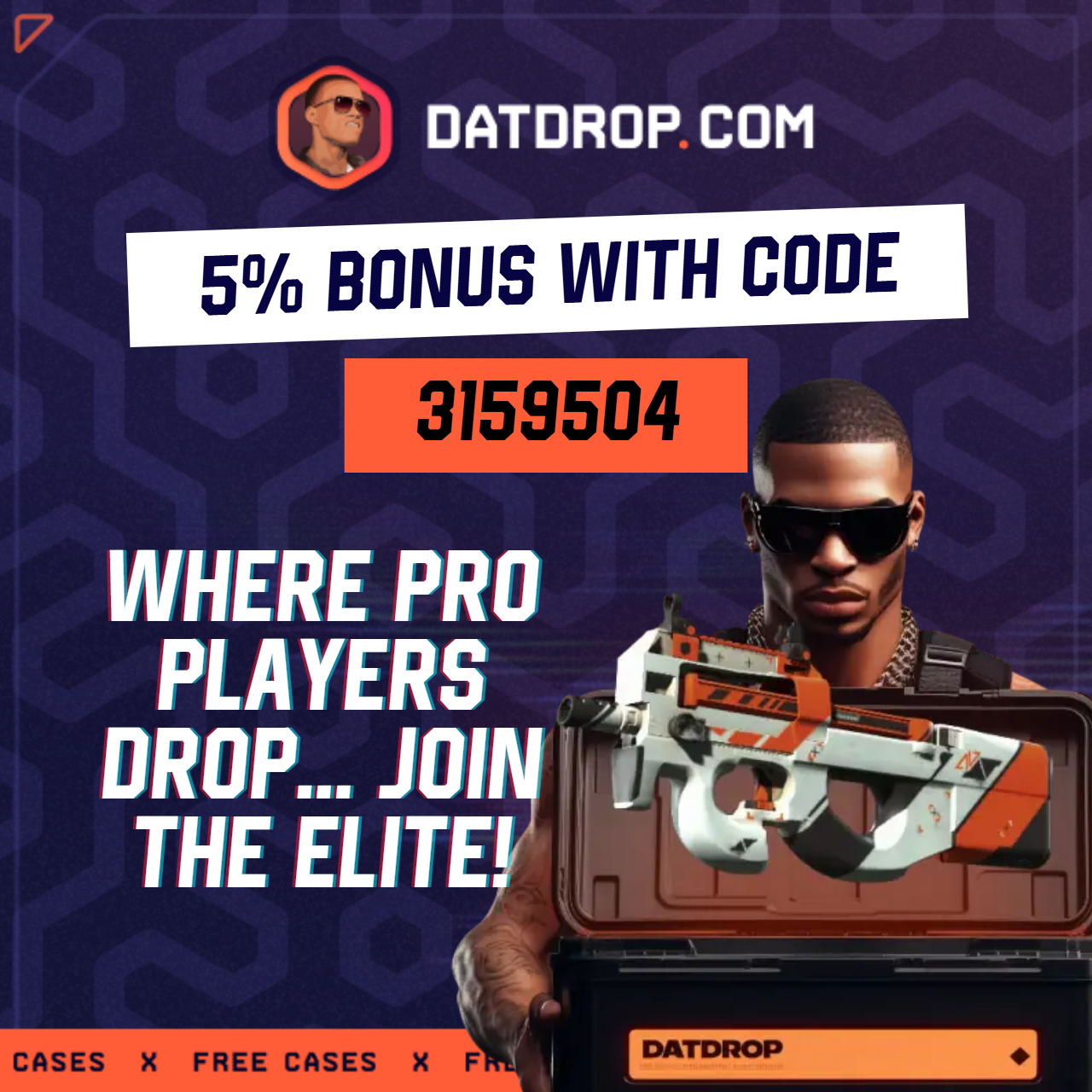 DatDrop — open real CS2 cases, 5% bonus with code 3159504